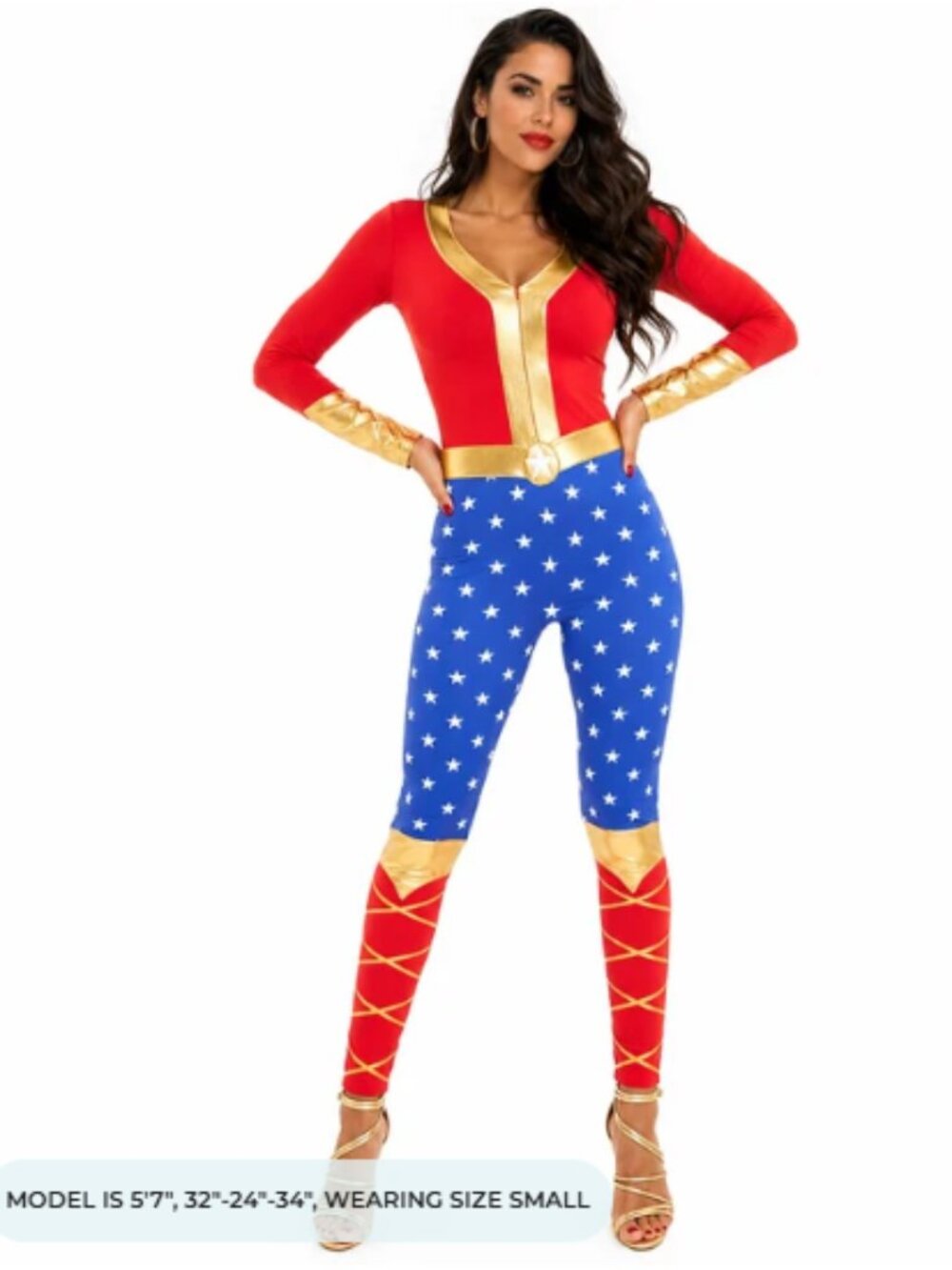 NWT Tipsy Elves Superhero Wonder Lady Patriotic Bodysuit Costume - Women's Large
